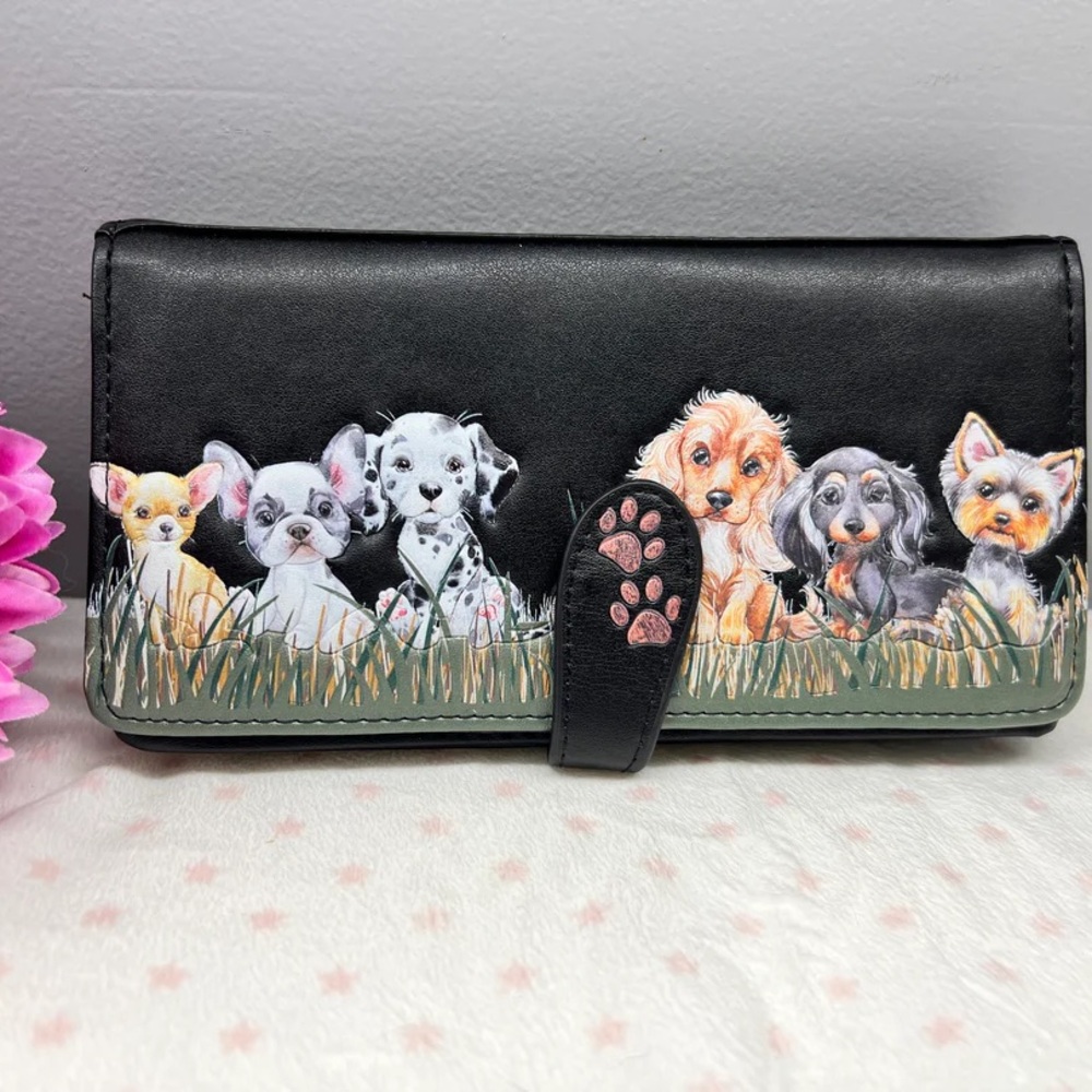 Woman’s Wallet Large : Puppy Love Black